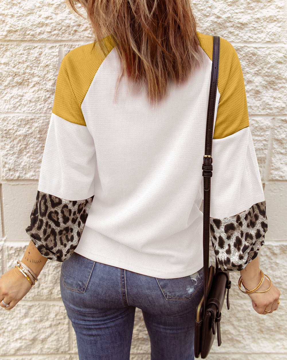 FALL Vibes Leopard Color Block Long Sleeve T Shirt
