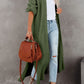 Open Front Side Slit Duster Knit Cardigan