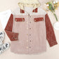 Color Block Button Down Hooded Corduroy Jacket