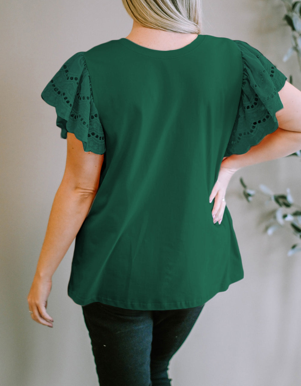 Plus Size Flutter Sleeve Top