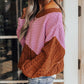 Colorblock Mix Texture Knit Sweater