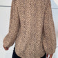 Leopard Print V Neck Puff Sleeve Blouse