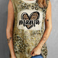Leopard mama Heart Shaped Print Crew Neck Tank Top