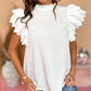 Solid Color Scalloped Ruffle Sleeve Top