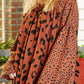 Contrast Leopard Print Bubble Sleeve Blouse