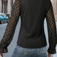 Sheer Lace Flounce Sleeve Ribbed Knit Top
