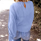 Crew Neck Ruffle Bubble Sleeve Top
