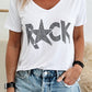 Rhinestoned ROCK Star Graphic V Neck T Shirt