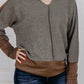 Contrast Patchwork Thumbhole Sleeve Top