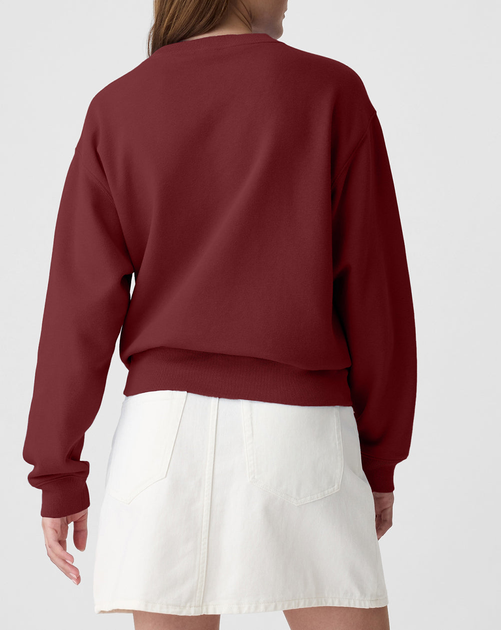 Solid Fleece Lined Drop Shoulder Terry Sweatshirt