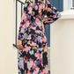 Abstract Print Pleated High Waist Maxi Dress
