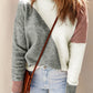 Colorblock Ribbed Trim Round Neck Sweater