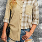 Plaid Color Block Button-up Oversize Corduroy Shirt