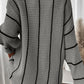 Colorblock Striped V Neck Knitted Loose Sweater