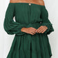 Off-Shoulder Tiered Bubble Sleeve Ruffled Dress
