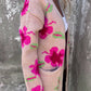 Floral Print Pocketed Open Front Cardigan