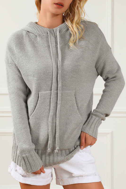 Cowl Neck Drawstring Pullover Hooded Sweater