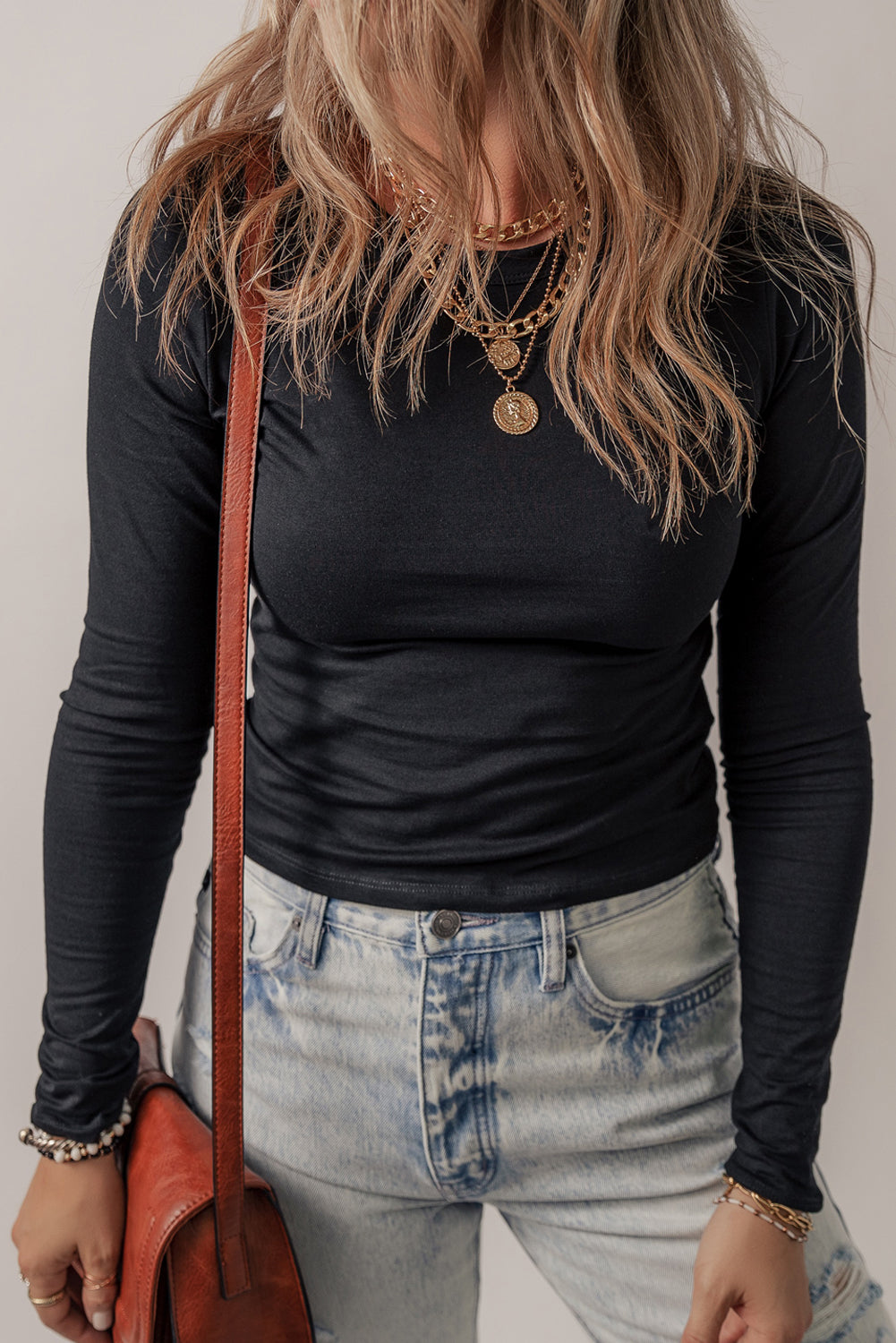 Solid Long Sleeve Slim Fit Tee