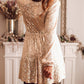 Wrapped V-neck Sequin Dress