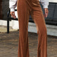 Solid Color High Waist Flare Corduroy Pants