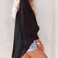 Shirred Cuffs Bubble Sleeve Oversized Shirt