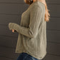V Neck Buttoned Ribbed Knit Top