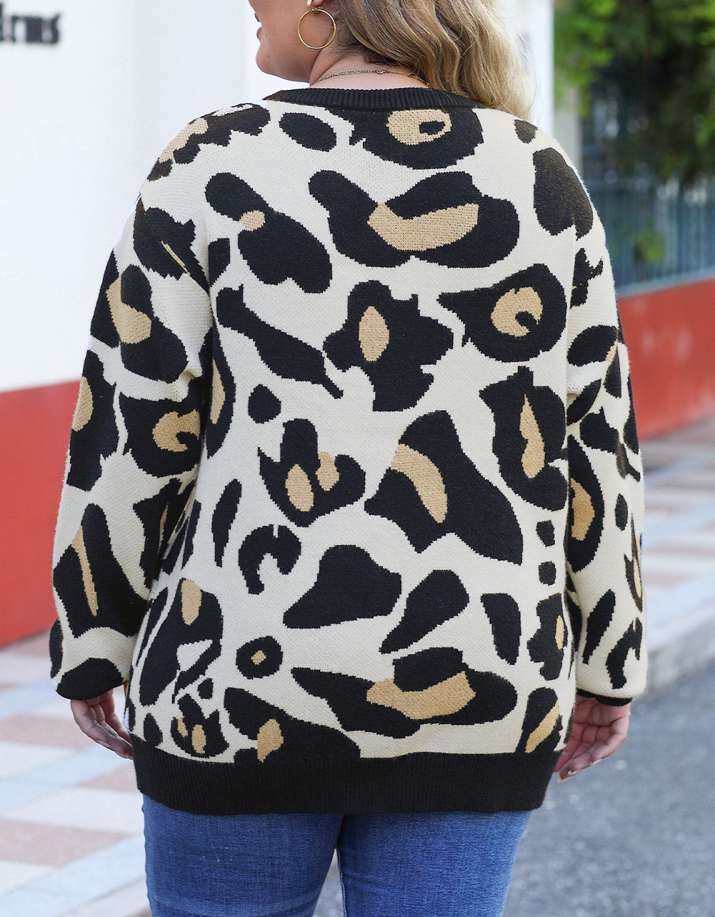 Ribbed Trim Pocketed Plus Size Sweater