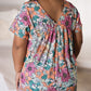 Plus Size Summer Floral Print V Neck Blouse