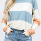 Colorblock Striped Drop Shoulder Long Sleeve Top