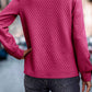 Solid Color Quilted Puff Sleeve Pullover Sweatshirt