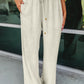 Striped Patchwork Drawstring Linen Pants