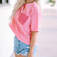 Acid Wash Lace Patch Pocket T-Shirt