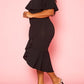 Ruffled Off Shoulder High Low Plus Size Dress