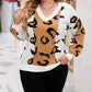 Leopard Print Colorblock Drop Shoulder Plus Size Sweater