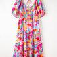 Plus Size Floral Smocked Puff Sleeve Maxi Dress