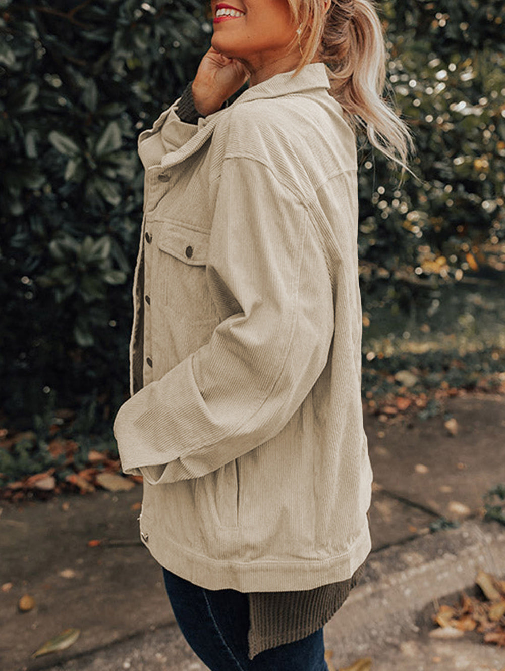 Plus Size Crochet Pattern Back Corduroy Jacket