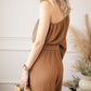 Crinkled Texture One-shoulder Loose Jumpsuit
