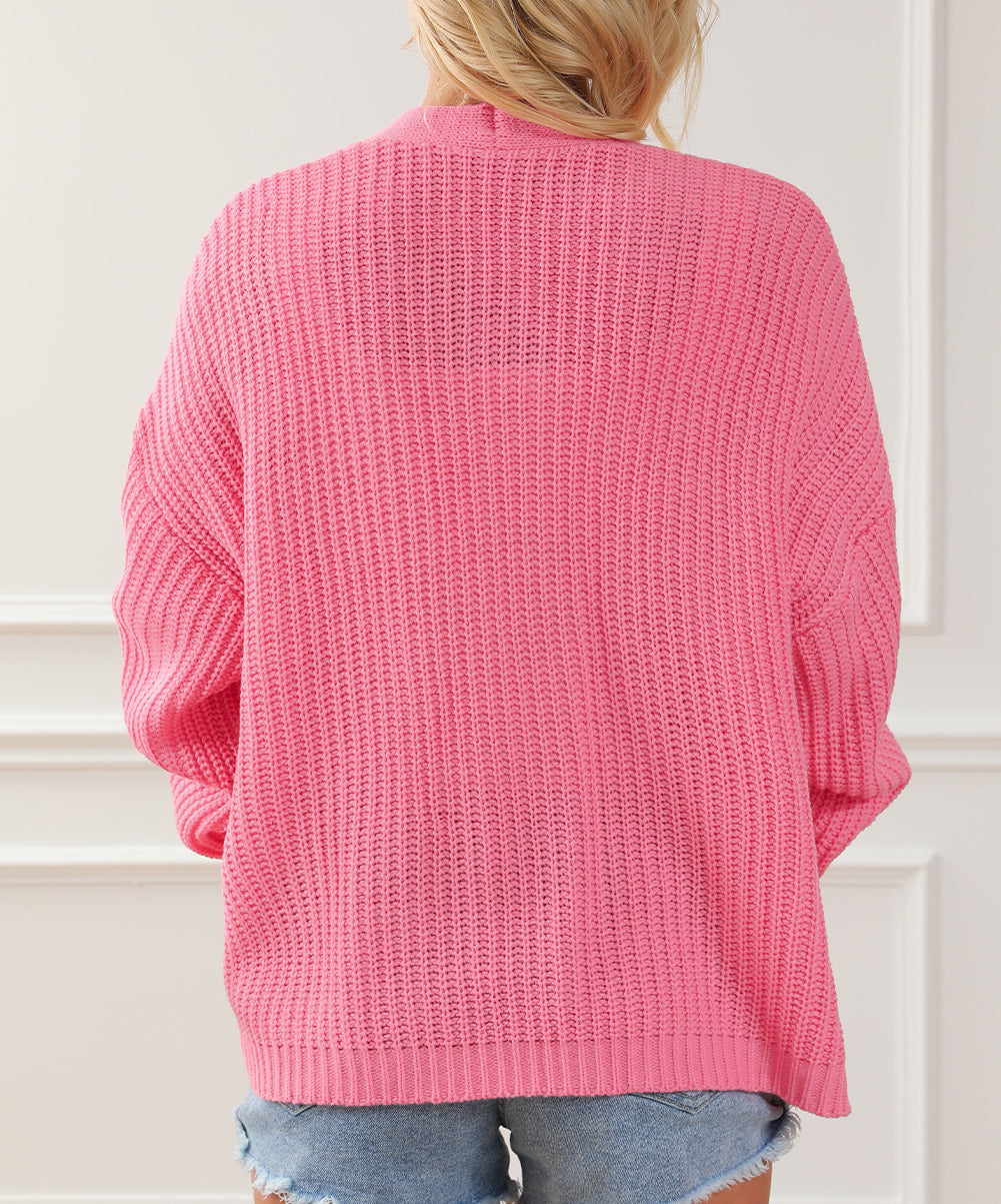 Solid Pocketed Open Short Cardigan