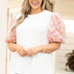 Plus Size Florets Bubble Sleeve Top