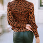 Leopard Smocked Puff Sleeve Peplum Top