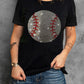 Rhinestone Baseball Pattern Round Neck T Shirt
