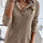 Rib Textured Henley Knit Top