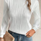 Textured Wavy Round Neck Long Sleeve Top