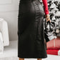 Split Front High Waist Slim Fit Midi Skirt