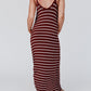 Stripe Side Pockets Spaghetti Straps Maxi Dress
