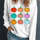 Vibrant Pumpkins Print Crew Neck Halloween Sweatshirt