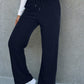 Solid Color Fleece Lined Drawstring Waist Casual Pants