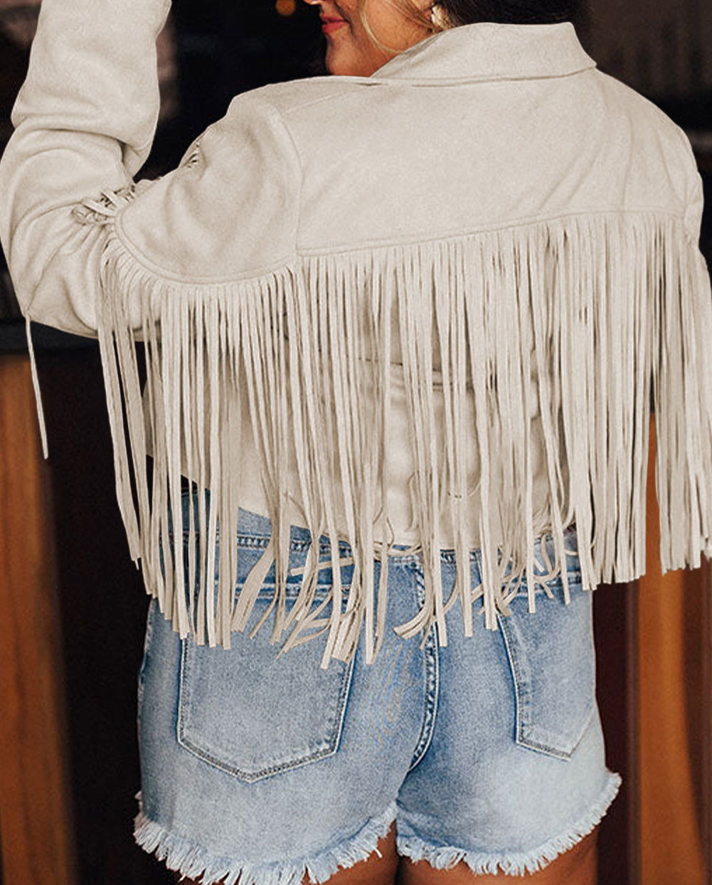 Fringe Plus Size Cropped Jacket