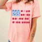 Floral Printed Crew Neck Flag Day T Shirt