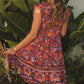 Retro Boho Flutter Shoulder Floral Dress